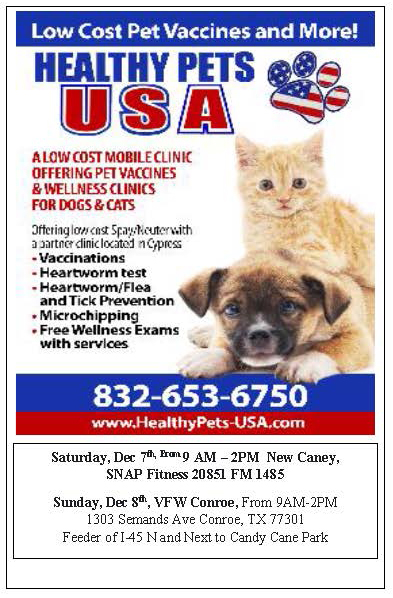 LOW COST VET CLINIC IN NEW CANEY AND CONROE THIS WEEKEND ...