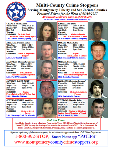 CRIME STOPPERS FEATURED FELONS 3.10.17