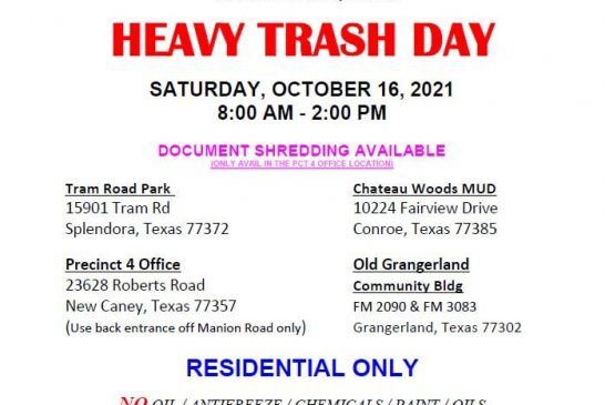 COMMISSIONER METTS ANNOUNCES HEAVY TRASH DAY THIS SATURDAY