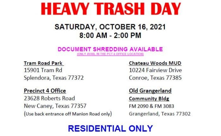 COMMISSIONER METTS ANNOUNCES HEAVY TRASH DAY THIS SATURDAY